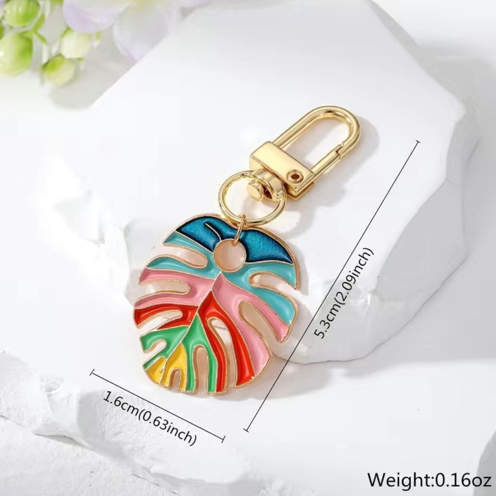 Palm leaf enamel key chain